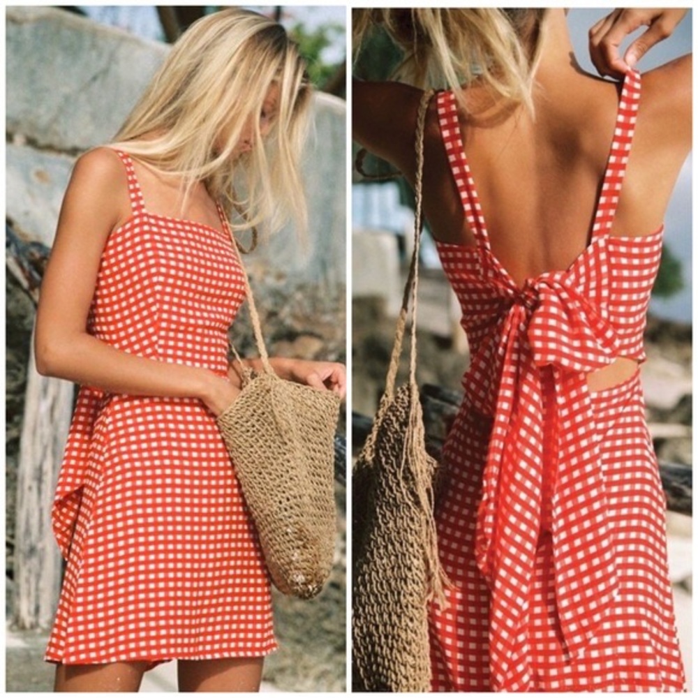 Faithfull the Brand Ischia Dress Kivotos Red Gingham